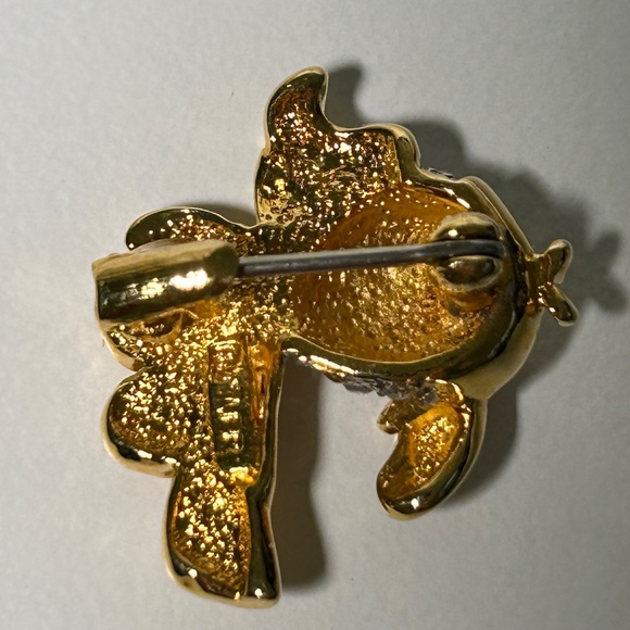 Vintage Butler Gold Tone Rhinestone Fantail Goldfish Mini Brooch Signed - Picture 3 of 4